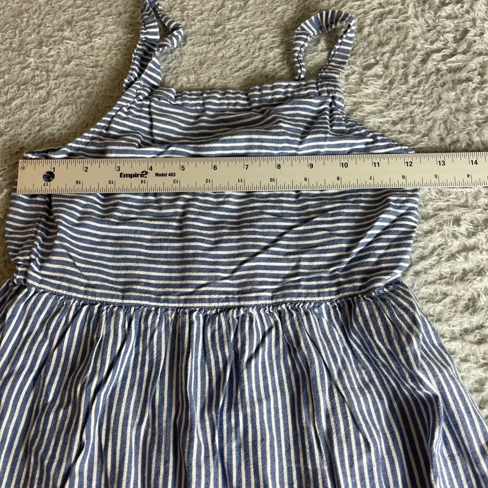 Old Navy Girls Blue White Striped Tiered Maxi Dress Size L 10-12 Cotton Rayon